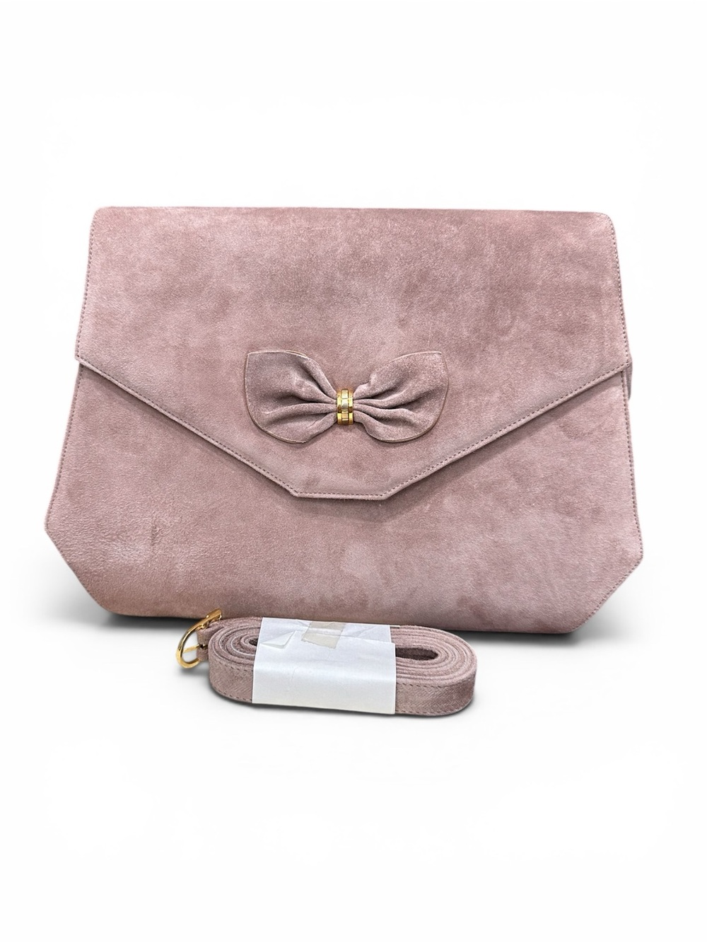 Vintage Bally Italy Suede Bow Envelope Clutch Crossbody Bag